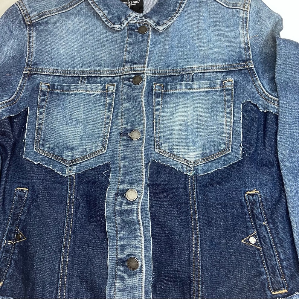 liver pool losangeles patch work frayed denim jacket size medium new with tags - Picture 9 of 15
